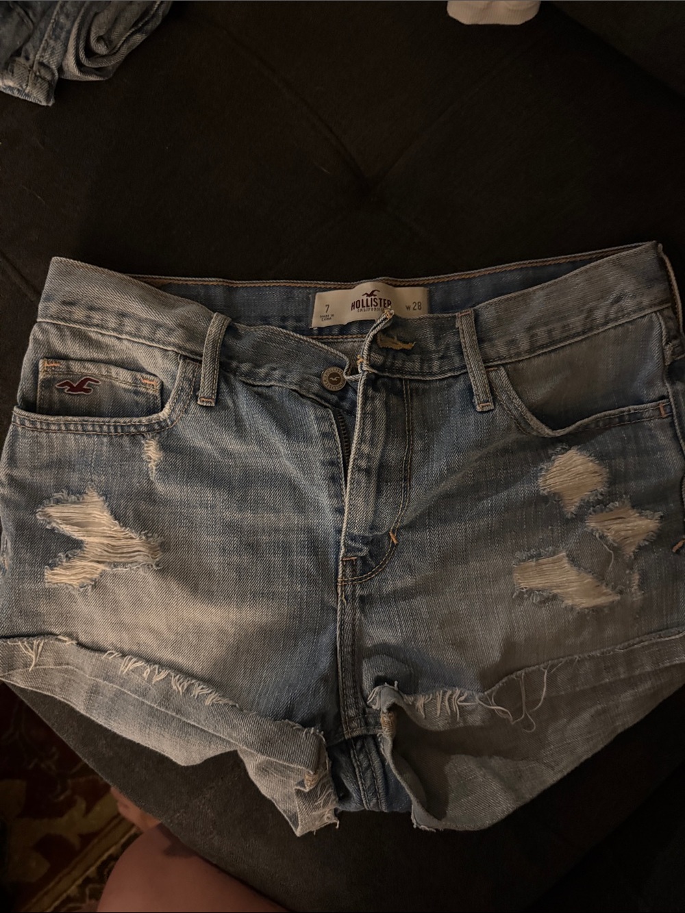 Hollister Light Blue Distressed Denim Shorts